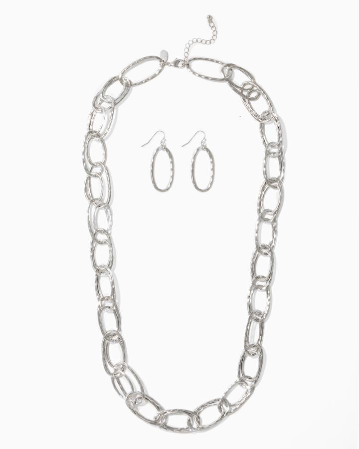 Charming Charlie Hammered Link Necklace Set