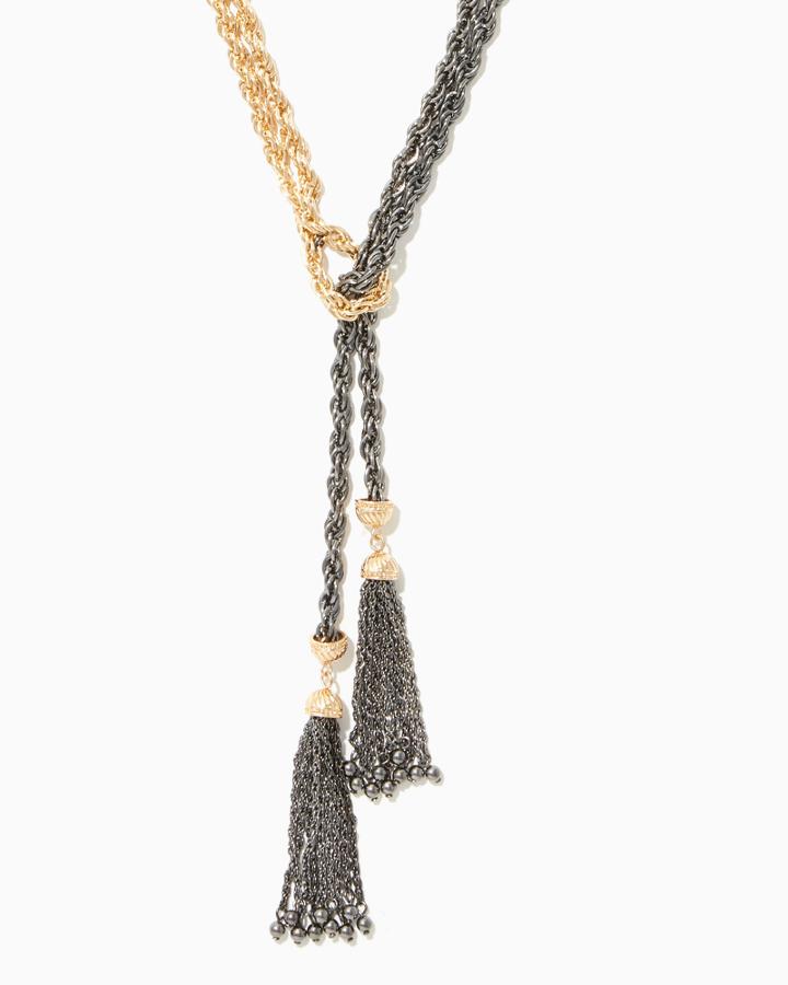 Charming Charlie Two-tone Roped Tassel Necklace