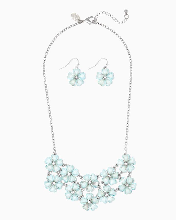 Charming Charlie Glittering Petals Necklace Set