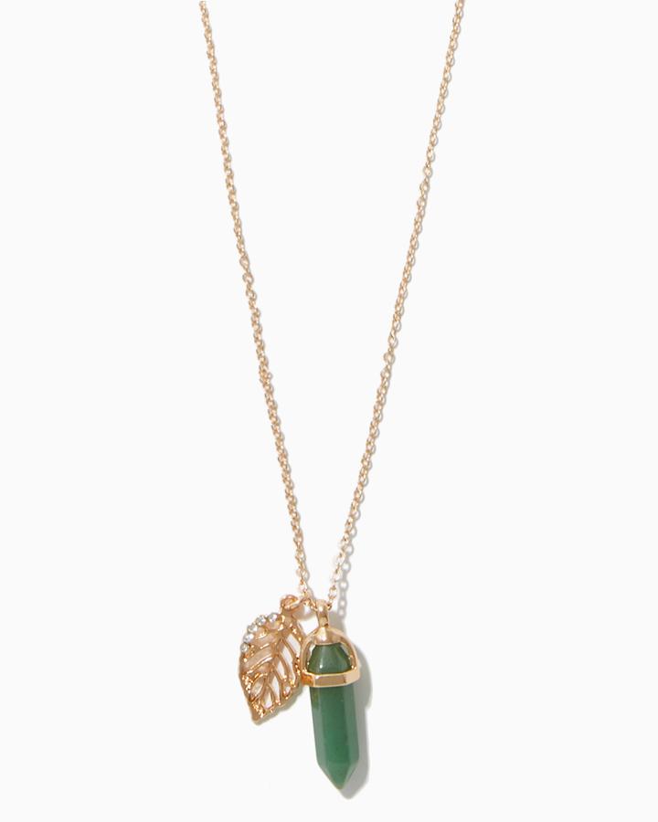 Charming Charlie Healing Leaf Pendant Necklace