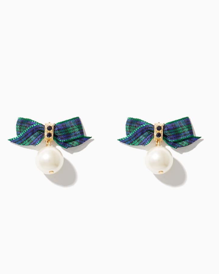 Charming Charlie Tartan Fireball Bow Earring