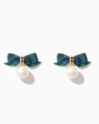 Charming Charlie Tartan Fireball Bow Earring