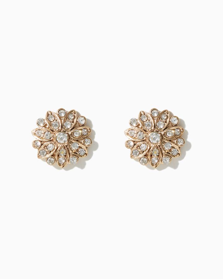Charming Charlie Floral Rhinestone Stud Earrings