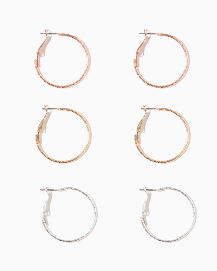 Charming Charlie Reign Textured Hoop Earring Set