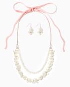 Charming Charlie Faux Pearl Choker Necklace Set