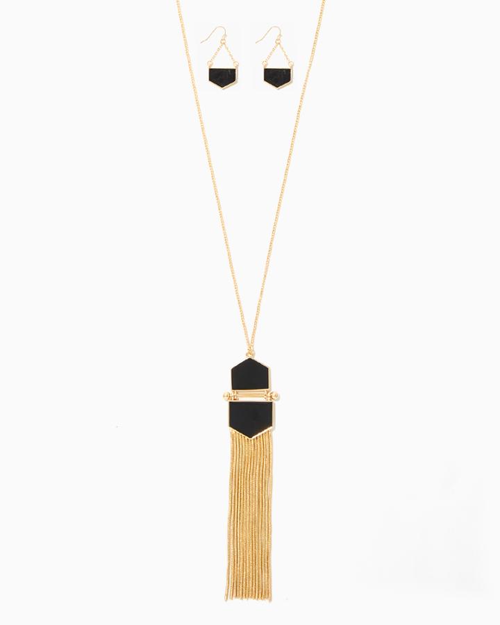 Charming Charlie Devon Tassel Pendant Necklace Set