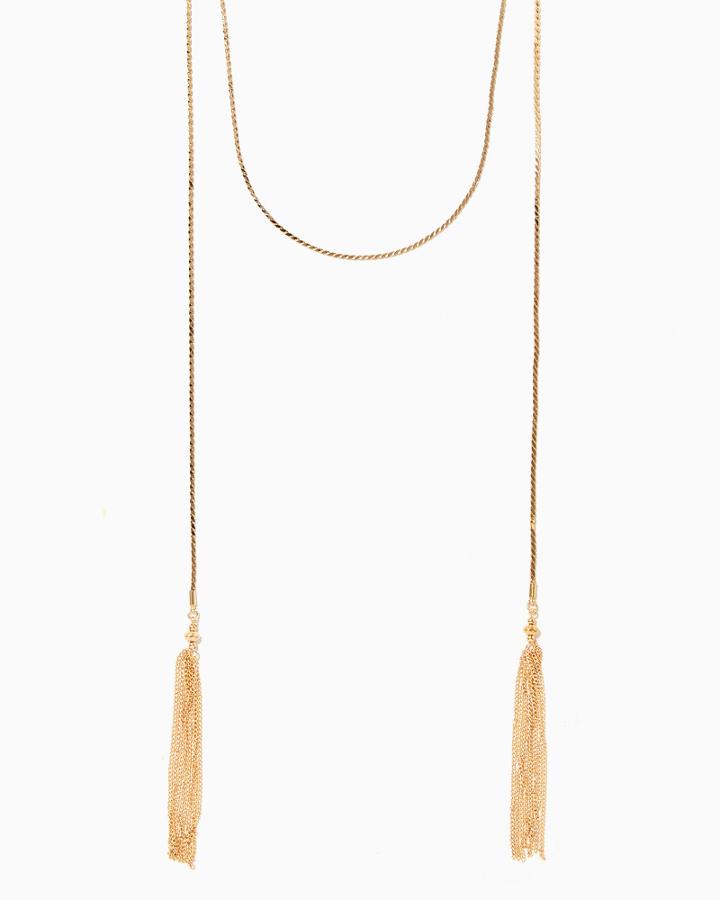 Charming Charlie Klybos Double Tassel Necklace