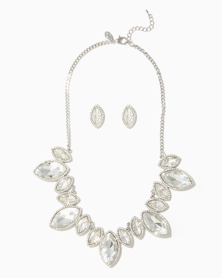 Charming Charlie Garnished Marquise Bib Necklace Set