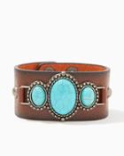 Charming Charlie Turquoise Burnished Leather Cuff