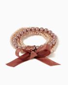 Charming Charlie Ribbon & Pearls Bracelet Set
