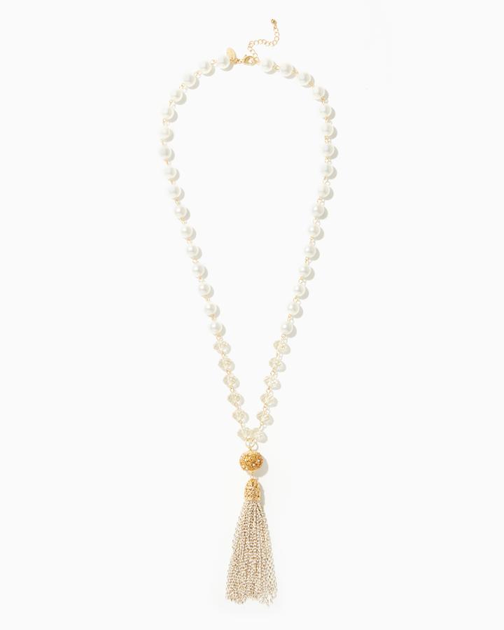 Charming Charlie Pearl And Tassel Pendant Necklace