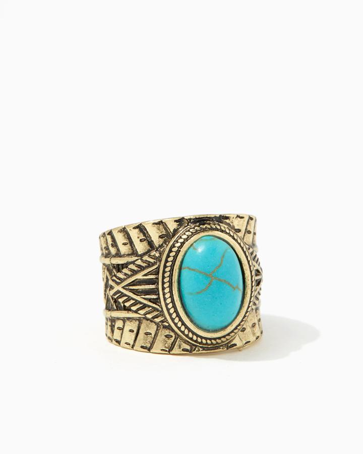 Charming Charlie Oval Turquoise Rope Ring