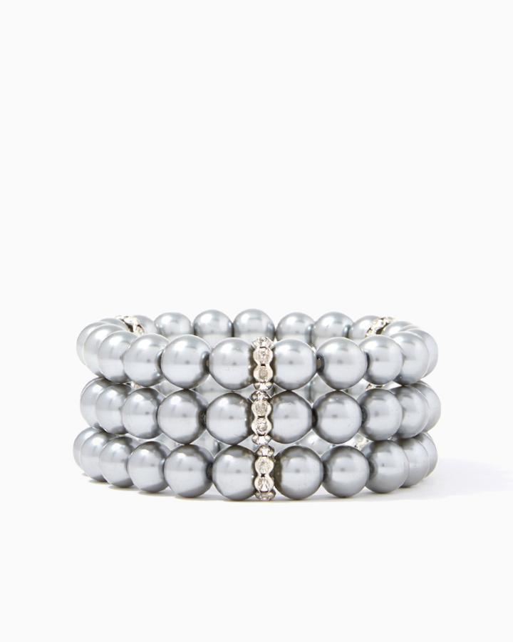 Charming Charlie Three-row Pearls & Rhinestones Bracelet