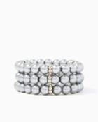Charming Charlie Three-row Pearls & Rhinestones Bracelet