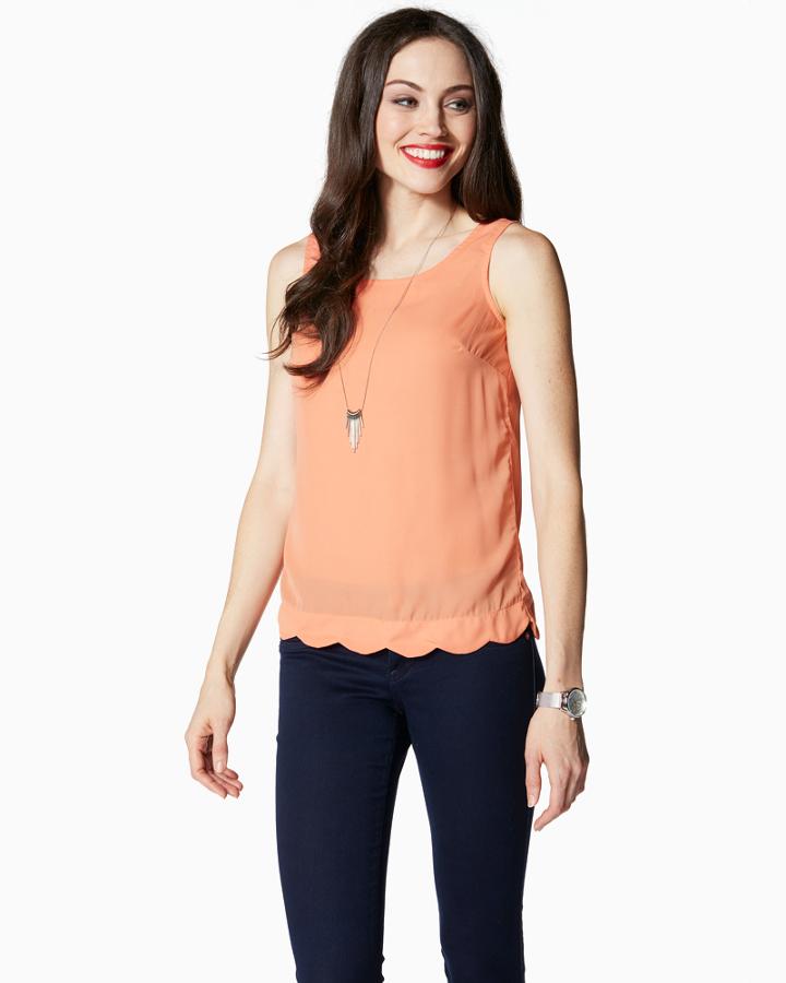 Charming Charlie Button-back Scallop Blouse