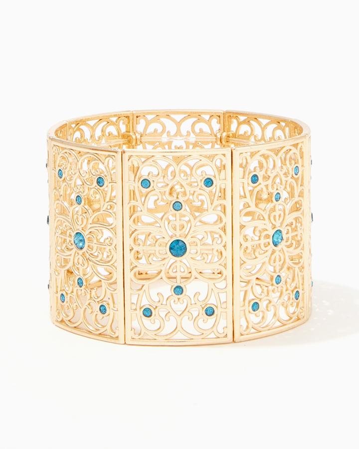 Charming Charlie Aquamarine Filigree Stretch Bracelet