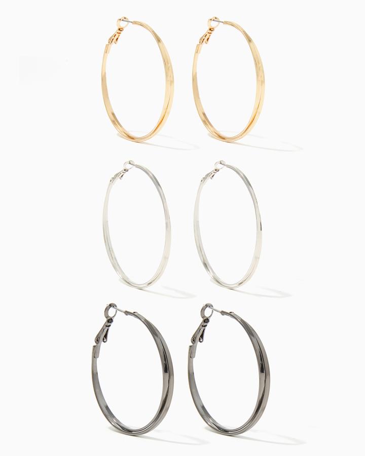 Charming Charlie Twisted Metal Hoop Earring Set