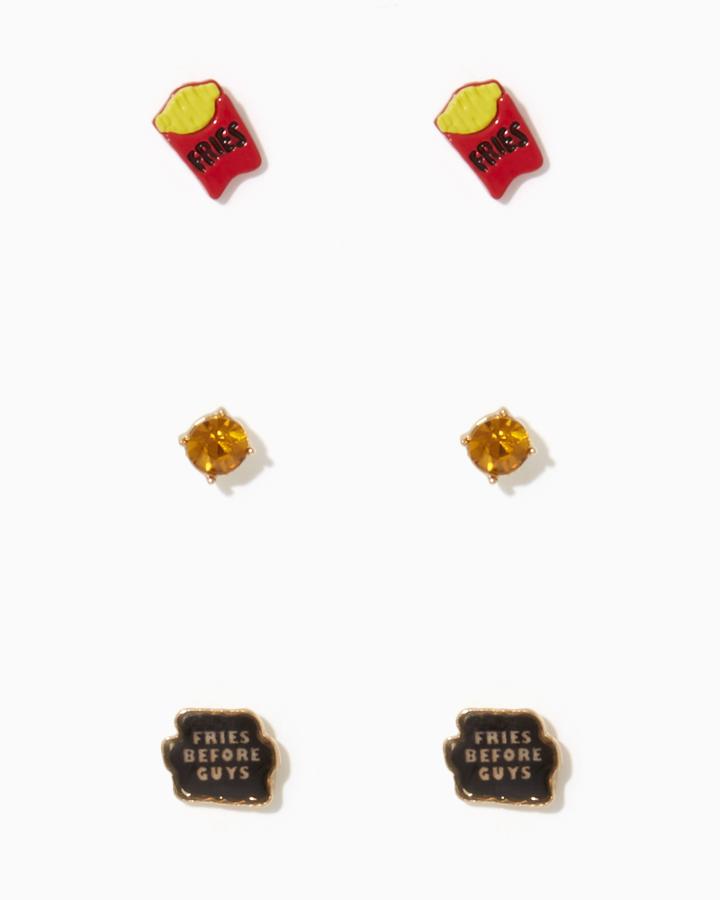 Charming Charlie Fries Before Guys Earring Trio