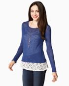Charming Charlie Comfy Day Lace Hem Pullover