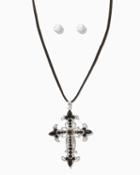 Charming Charlie Faceted Cross Necklace Set