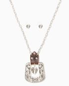 Charming Charlie Buckle & Heart Pendant Necklace Set