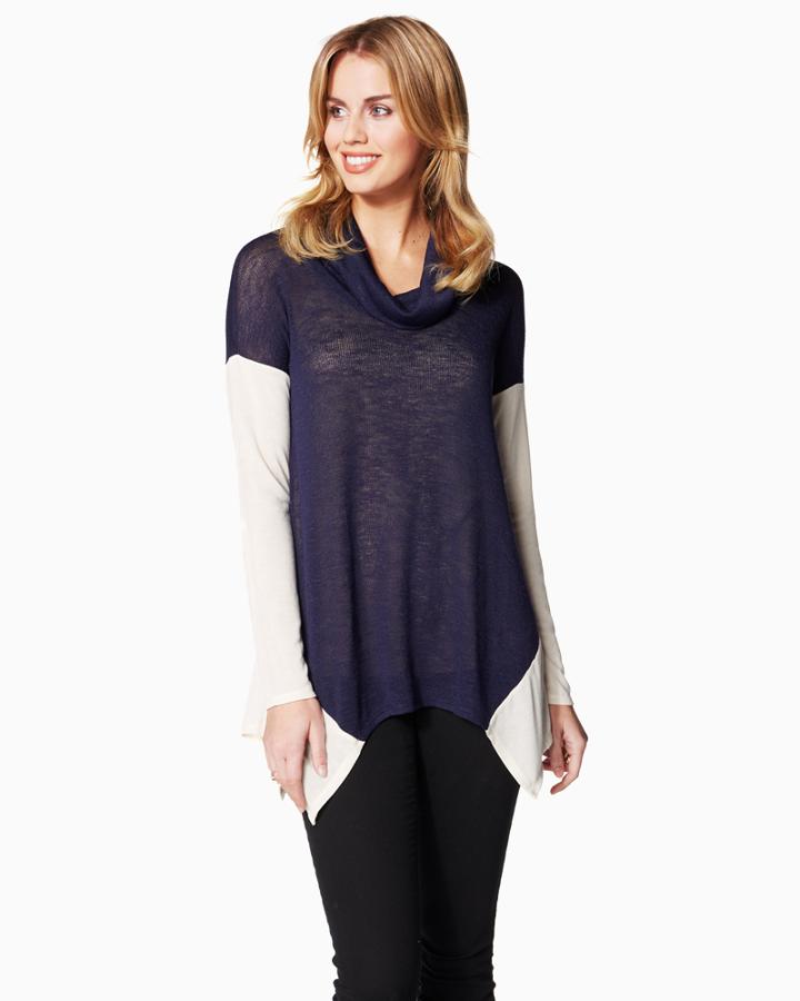 Charming Charlie Colorblock Cowl Neck Top