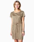 Charming Charlie Fawn Faux Suede Cinch Dress