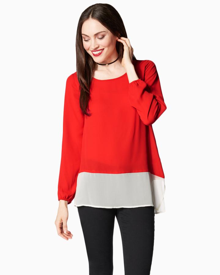 Charming Charlie Colorblock Asymmetrical Top