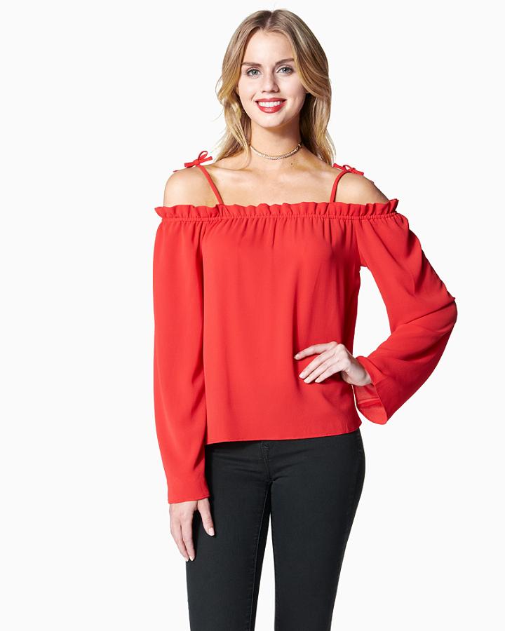 Charming Charlie Frill Cold Shoulder Top