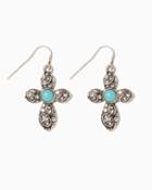 Charming Charlie Burnished Turquoise Cross Earrings