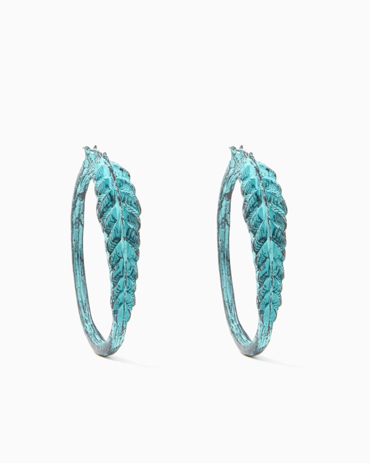 Charming Charlie Fern Patina Hoops