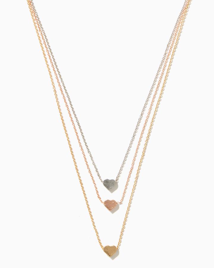 Charming Charlie Layered Hearts Necklace