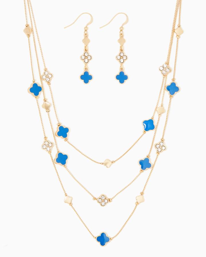Charming Charlie Lucky Clover Necklace Set