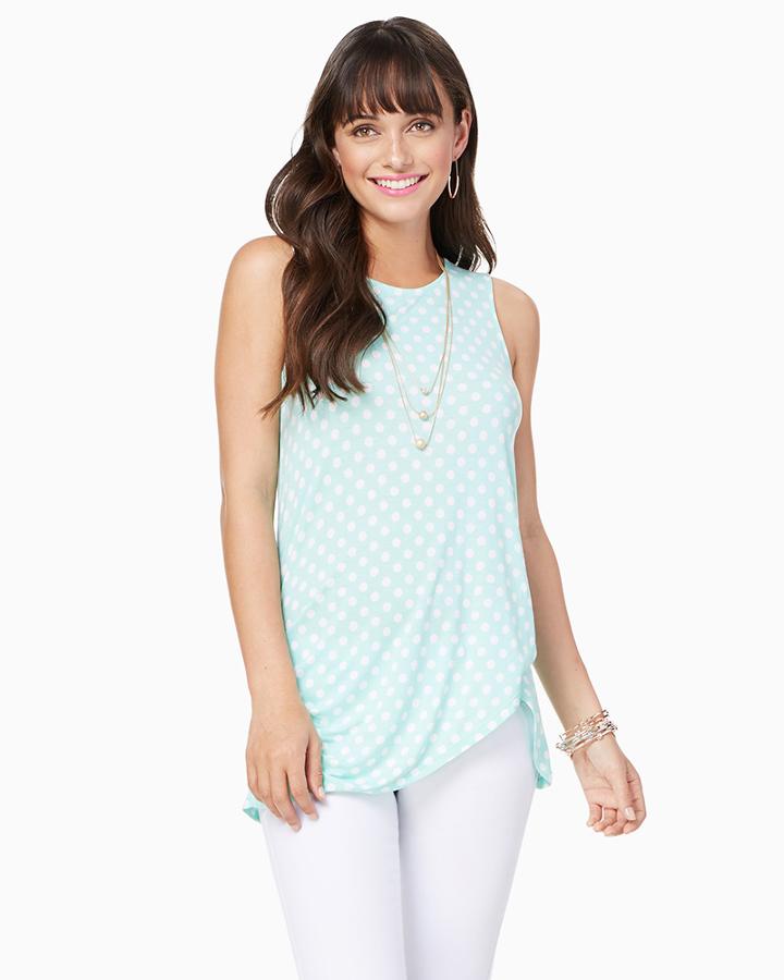 Charming Charlie Pretty Polka Dot Ruched Tank