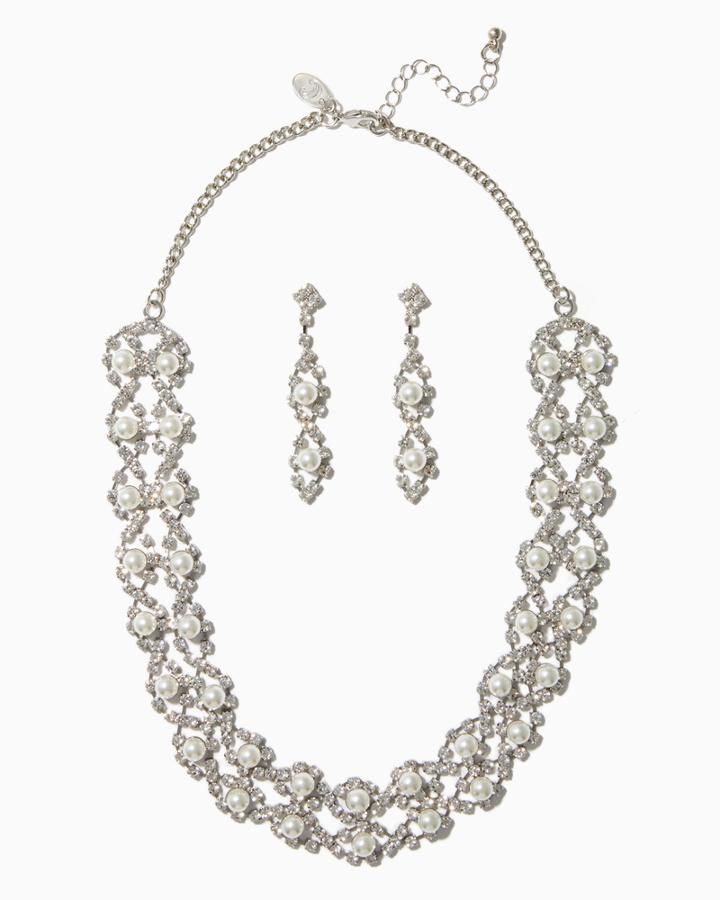 Charming Charlie Pav Pearl Necklace Set