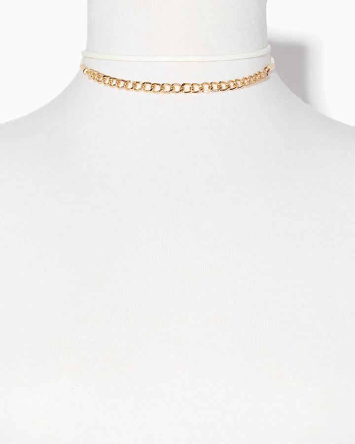Charming Charlie Suedette & Links Choker Necklace