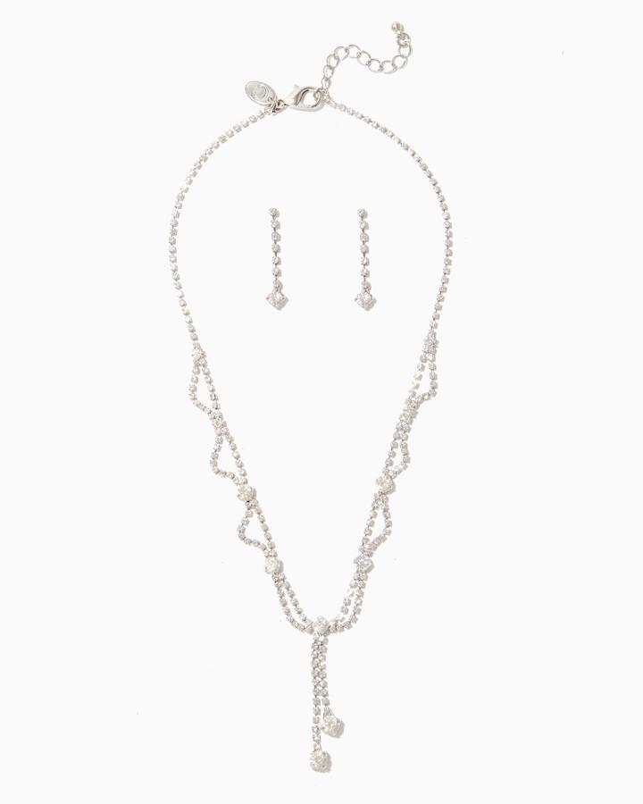 Charming Charlie Scalloped Rhinestone Y-necklace