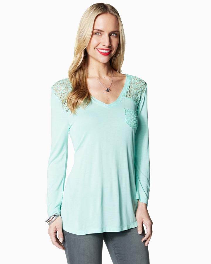 Charming Charlie Cloud Nine Lace Yoke Top