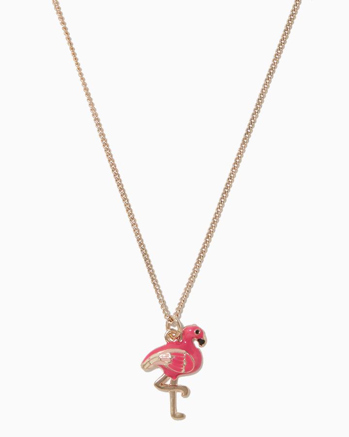 Charming Charlie Flamingo Enamel Pendant Necklace