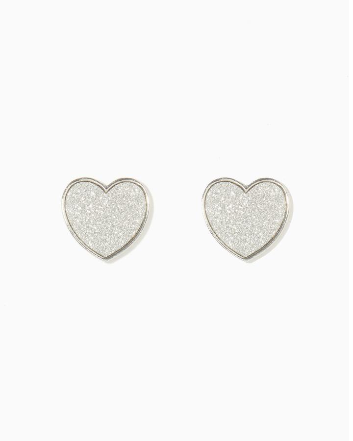 Charming Charlie Stardust Heart Stud Earrings