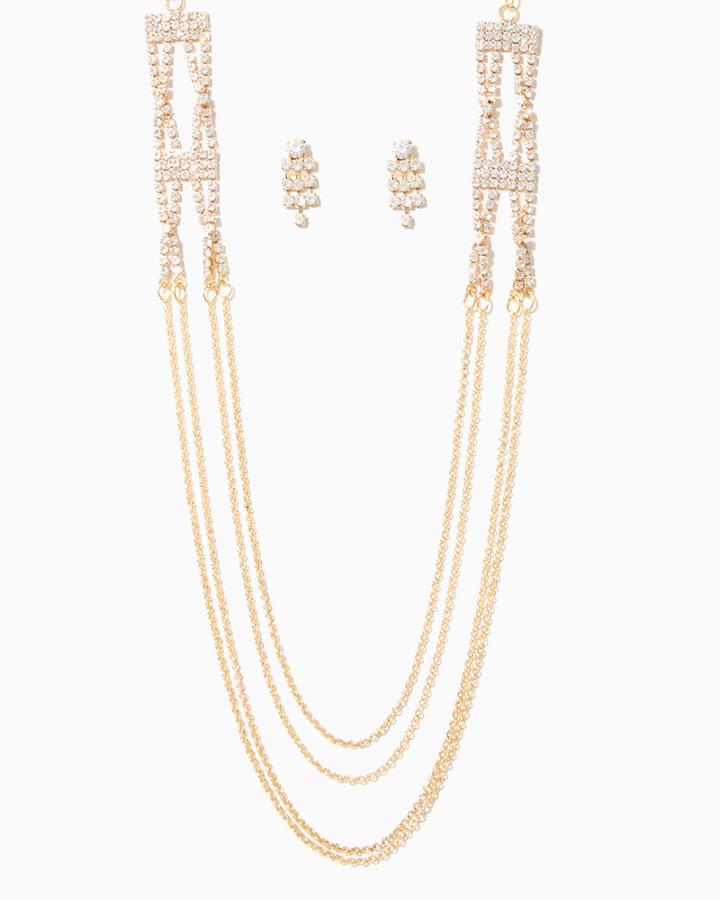 Charming Charlie Moderne Fringe Necklace Set
