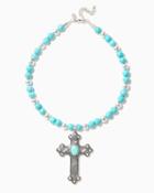 Charming Charlie Turquoise Cross Pendant Necklace