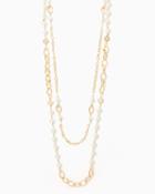Charming Charlie Double Pearl & Link Necklace