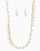 Charming Charlie Luminous Pearl & Stone Necklace Set