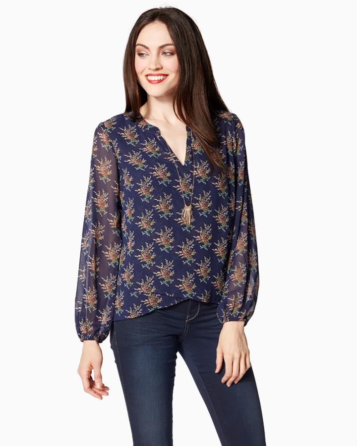 Charming Charlie Bouquet Tulip Hem Blouse