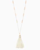 Charming Charlie Luminous Pearls Tassel Necklace