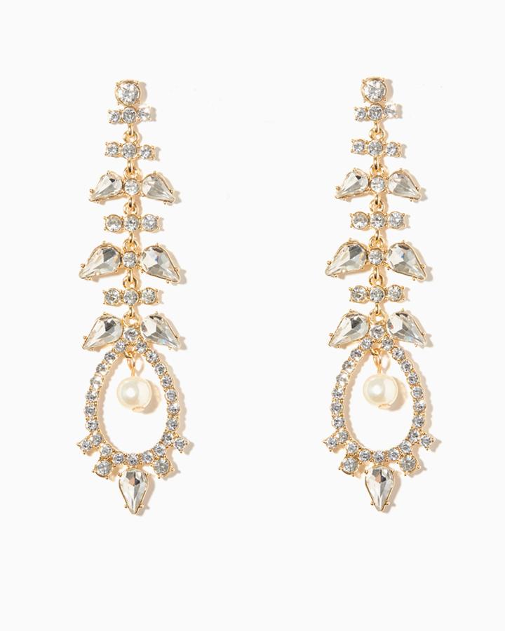 Charming Charlie Fern Rhinestone Drop Earrings