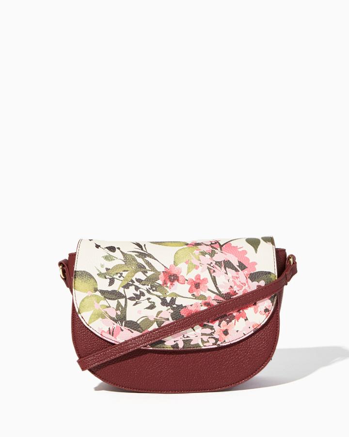Charming Charlie Fabulous Floral Saddle Bag