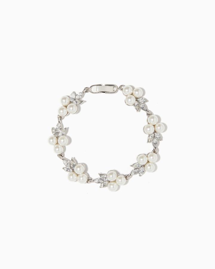 Charming Charlie Pearl Leaf Clasp Bracelet