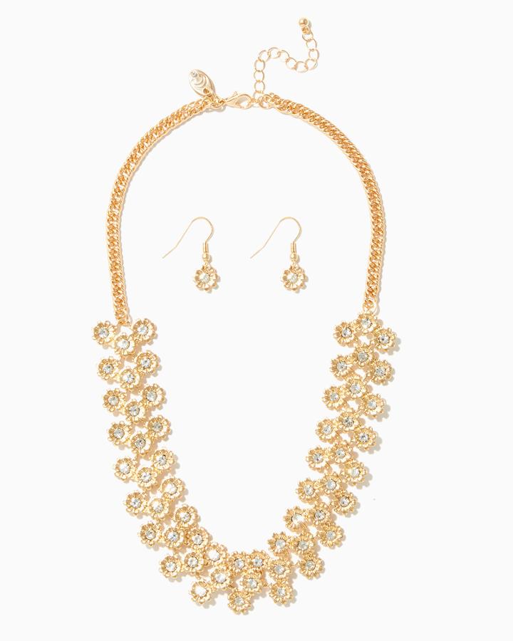 Charming Charlie Daisy Sparkle Chain Necklace Set